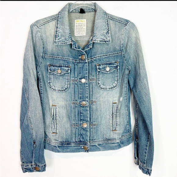 J. CREW BUTTON FRONT CLASSIC DENIM JEAN TRUCKER JACKET WOMENS SMALL - Picture 2 of 9